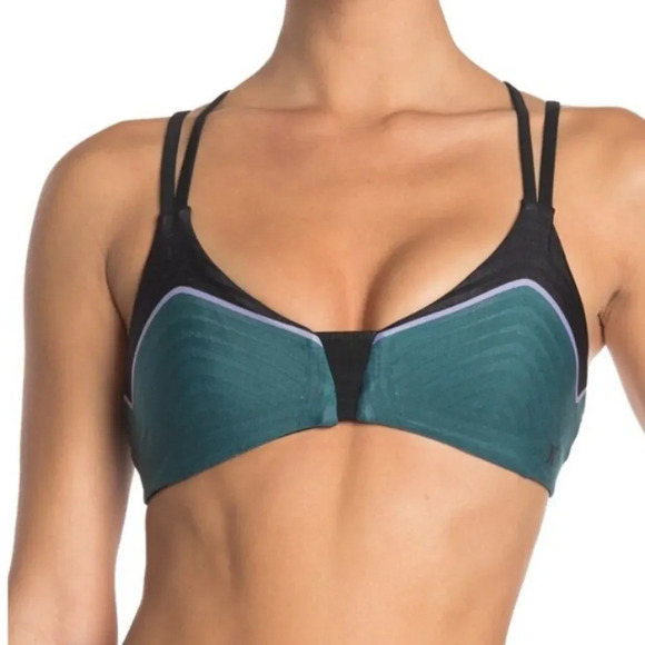 HURLEY Phantom Colorblocked Scoop Surf Bikini Top - Picture 1 of 7